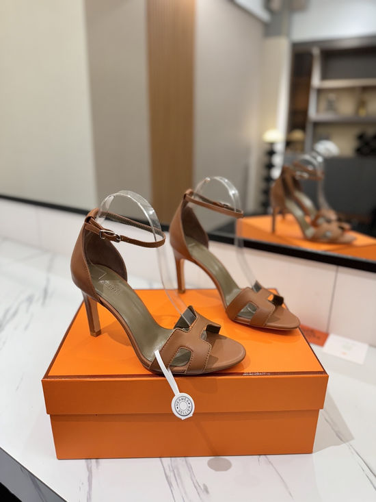 Hermes Premium Smooth Leather High Heel Comfort Shoes