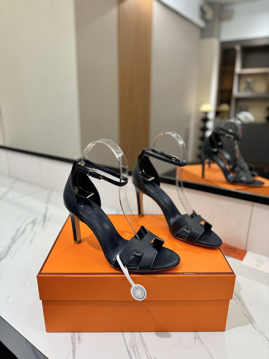 Hermes Premium Smooth Leather High Heel Comfort Shoes