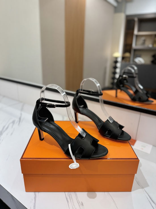 Hermes Premium Smooth Leather Mid Heel Comfort Shoes