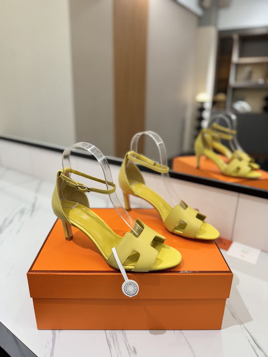 Hermes Premium Smooth Leather Mid Heel Comfort Shoes