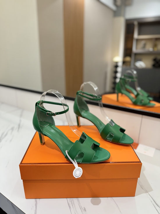 Hermes Premium Smooth Leather Mid Heel Comfort Shoes