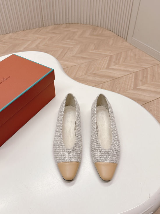 Loro Piana Knit Pointed Toe Loafers Minimalist Comfortable Stylish All-match Leather Shoes