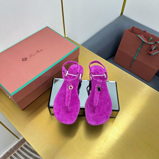 Loro Piana Soft Suede Slides Cashmere Lining Silk Insole Genuine Leather Sole