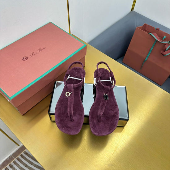 Loro Piana Soft Suede Slides Cashmere Lining Silk Insole Genuine Leather Sole