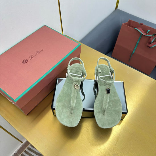 Loro Piana Soft Suede Slides Cashmere Lining Silk Insole Genuine Leather Sole