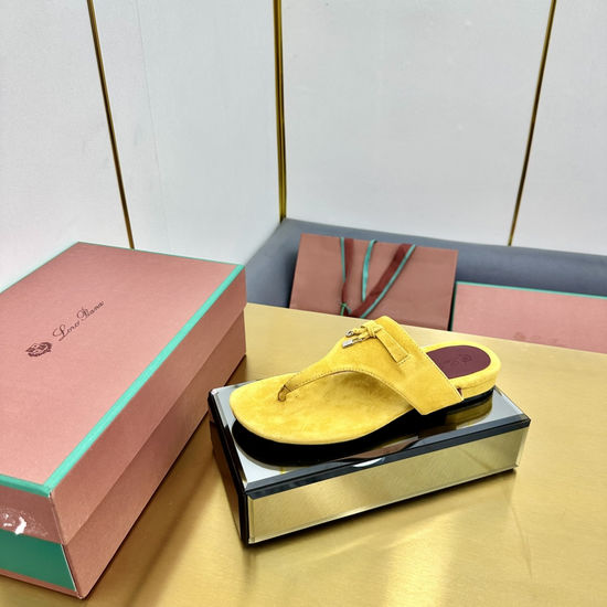 Loro Piana Soft Suede Slides Cashmere Lining Silk Insole Genuine Leather Sole