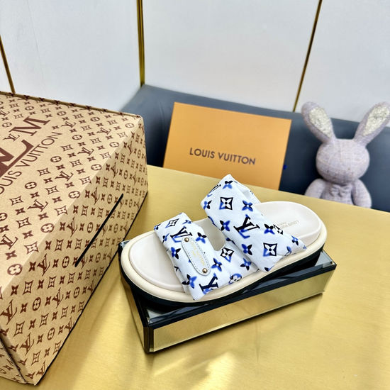Louis Vuitton Soft Padded Slippers with Embossed Design Adjustable Strap