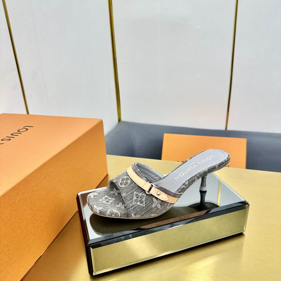 Louis Vuitton LV Colorful Pattern Flat Slippers Bow Decor Leather Lining