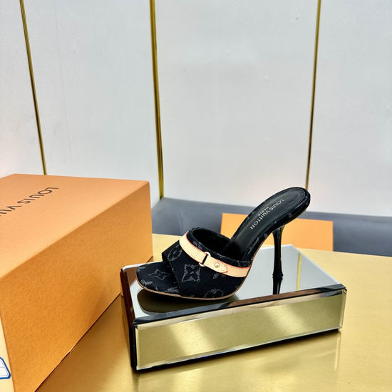 Louis Vuitton LV Colorful Pattern Low Heel Slippers Bow Decor Leather Sole