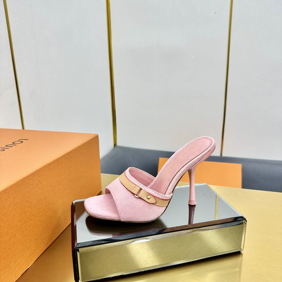 Louis Vuitton LV Colorful Pattern Low Heel Slippers Bow Decor Leather Sole