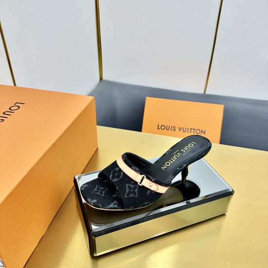 Louis Vuitton LV Colorful Pattern Low Heel Slippers Bow Decor Leather Sole