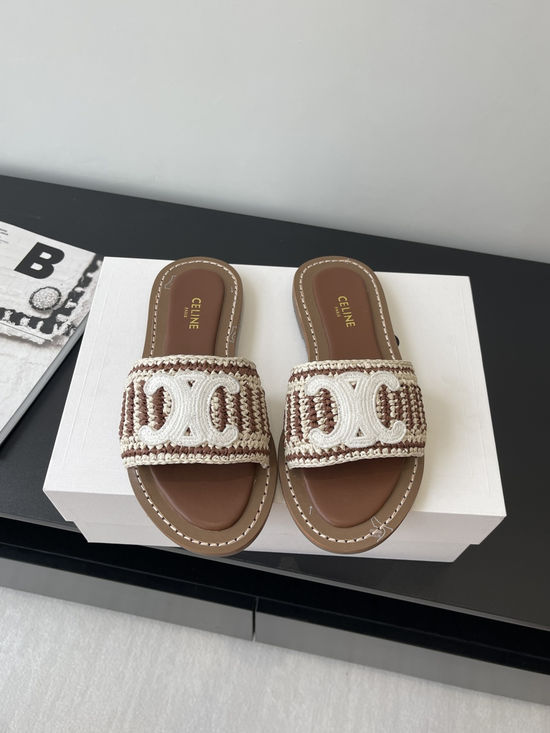 Celine Vintage Open Toe Flat Roman Style Casual Sandals