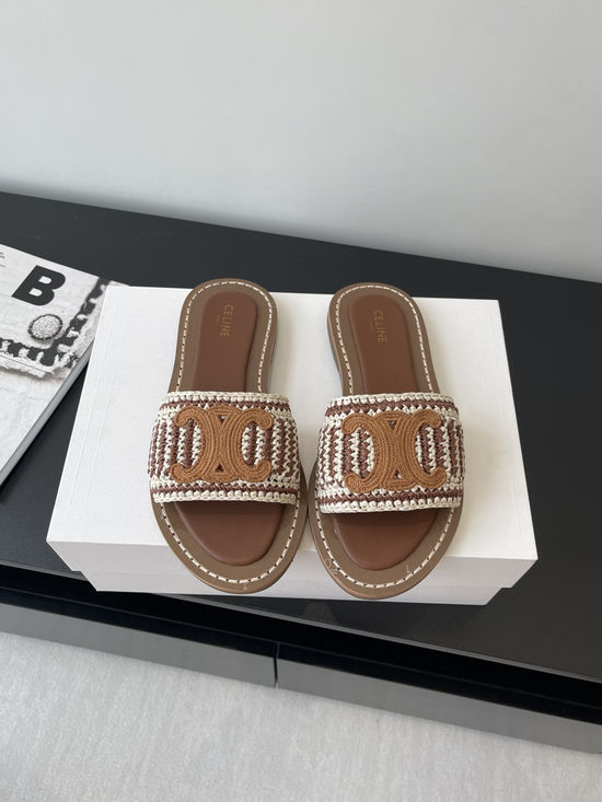 Celine Vintage Open Toe Flat Roman Style Casual Sandals