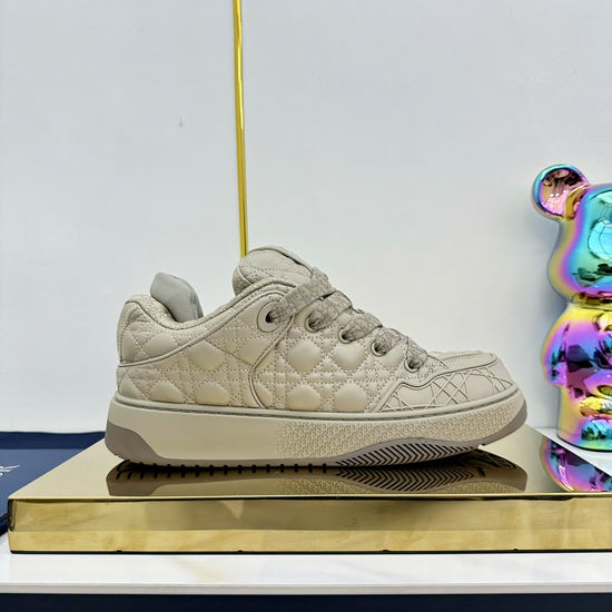 Christian Dior Retro Style Leather Mesh Stitched Sneakers Non-slip Sole