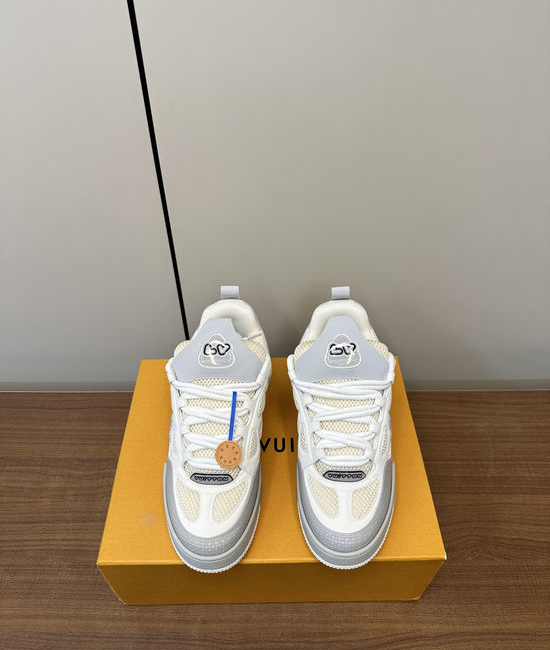 Louis Vuitton LV Premium Leather Retro Basketball Sneakers Comfortable Durable Sole
