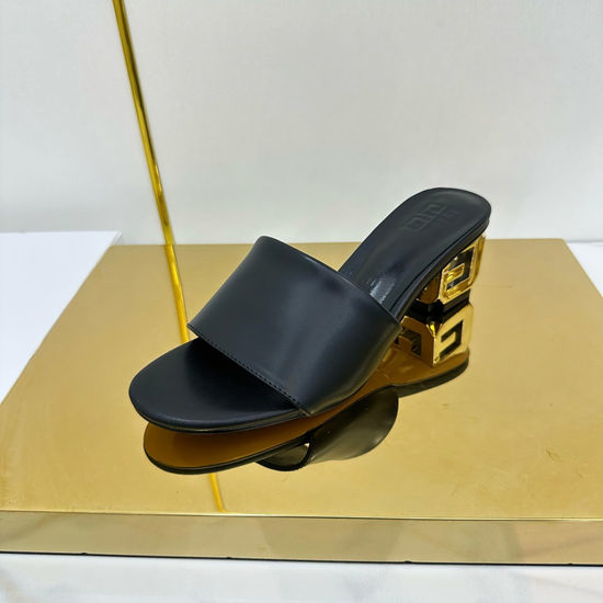Givenchy Chunky Heel Slides Genuine Leather Comfortable Fashion Slippers