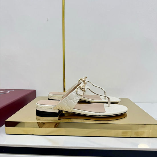 Gucci Classic Buckle Genuine Leather Flip Flop Sandals