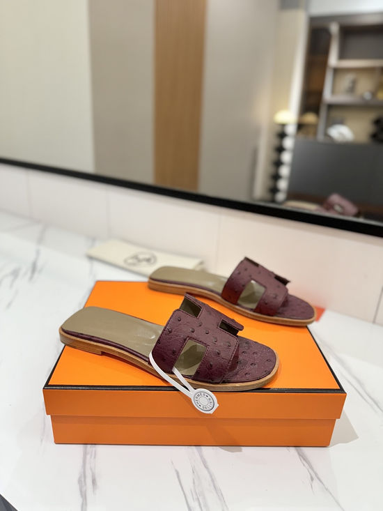 Hermes Premium Ostrich Leather Durable Comfort Dress Shoes