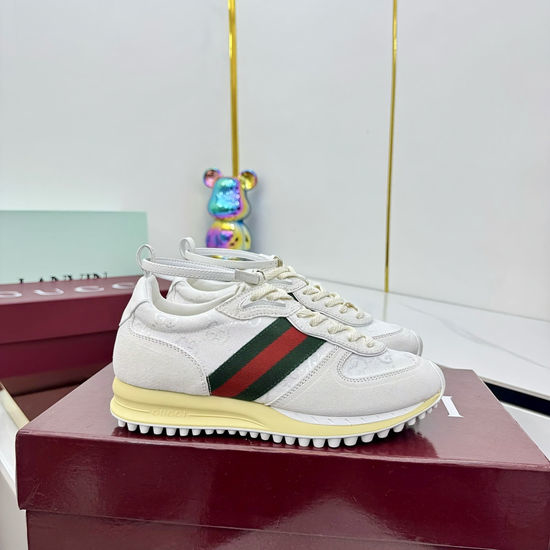 Gucci Leather Loafers with GG Supreme Print and Metal Detail