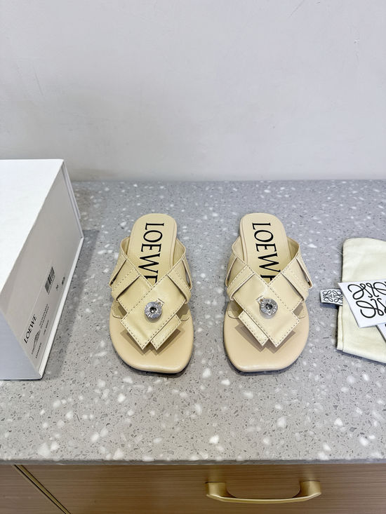 Loewe Button Decor Thong Slip On Flat Sandals