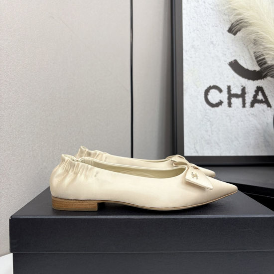 Chanel Bow Decor Slip On Ballet Flats Soft Leather Lining