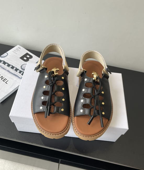 Celine Vintage Style Buckle Decorated Casual Summer Sandals