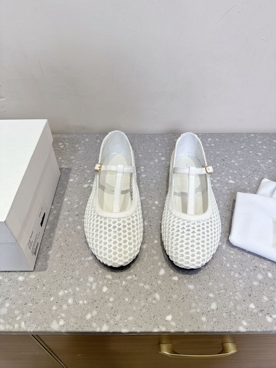 The Row Woven Hollow Mary Jane Flats Soft Sole Comfortable Casual Shoes