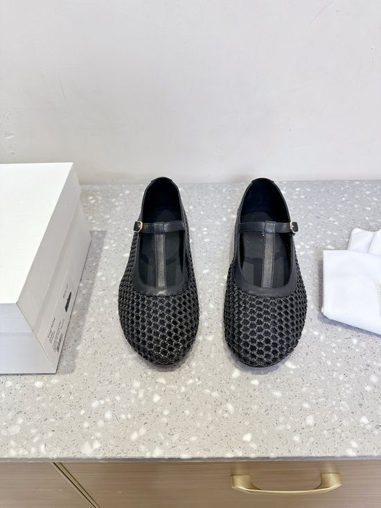 The Row Woven Hollow Mary Jane Flats Soft Sole Comfortable Casual Shoes