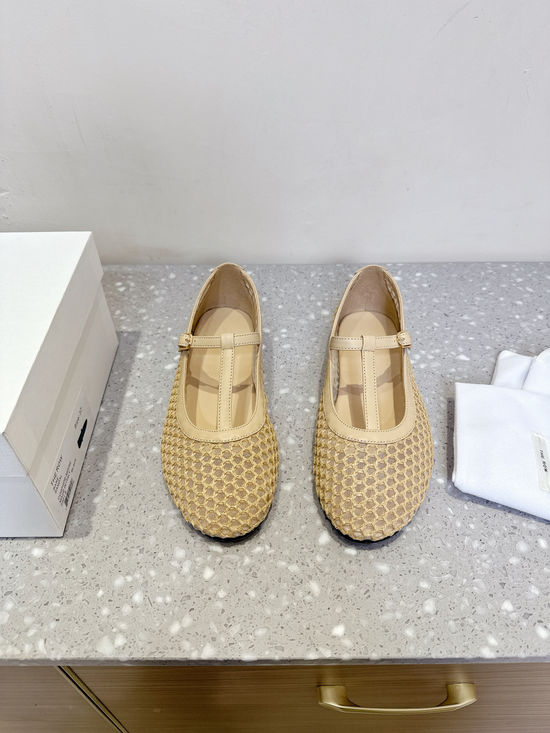 The Row Woven Hollow Mary Jane Flats Soft Sole Comfortable Casual Shoes