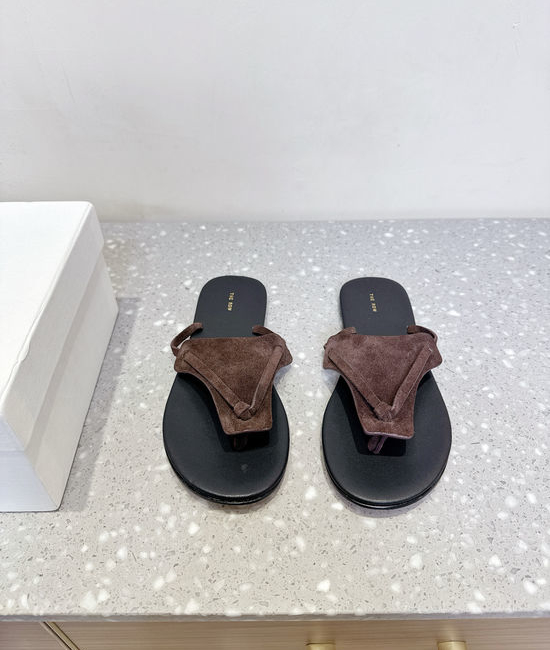 The Row Soft Leather Flip Flops Non-Slip Comfortable Slippers