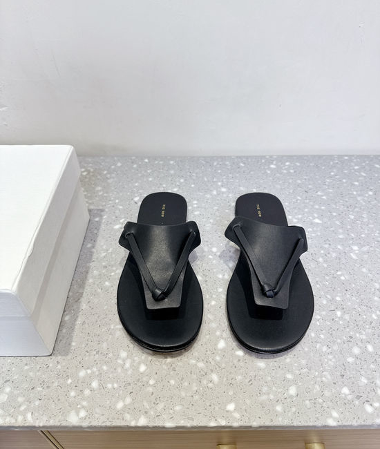 The Row Soft Leather Flip Flops Non-Slip Comfortable Slippers