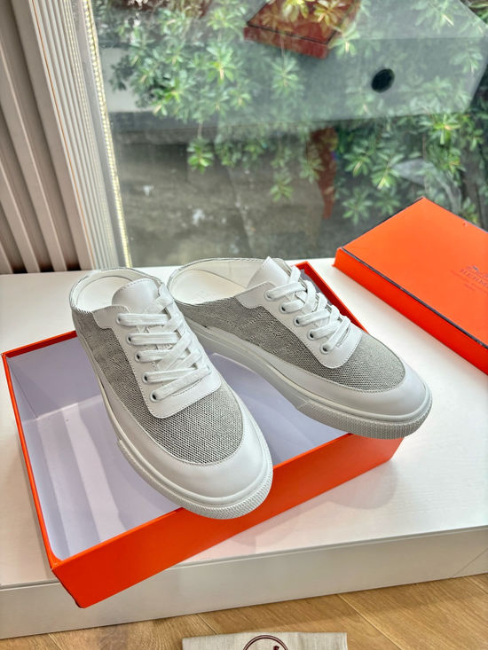 Hermes Premium Leather Casual Sneakers Comfortable Versatile Footwear