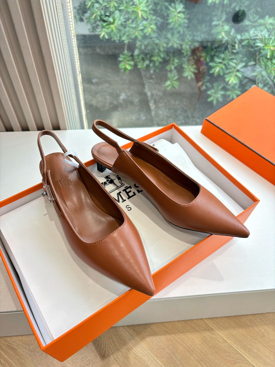 Hermes Classic Buckle Leather Loafers Comfortable All Match Shoes