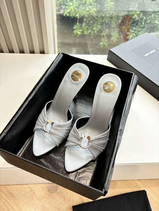 Yves Saint Laurent Logo Decorated Flat Sandals Premium Leather Sole Comfortable