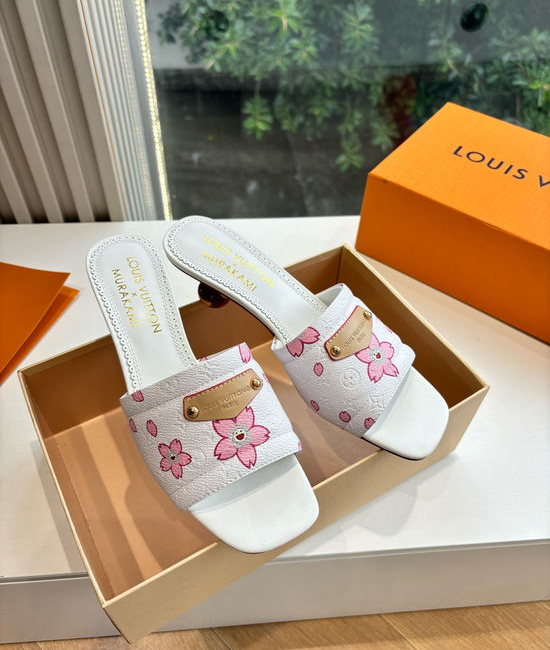Louis Vuitton LV Cherry Decor Bow Flat Slide Sandals Premium Grade