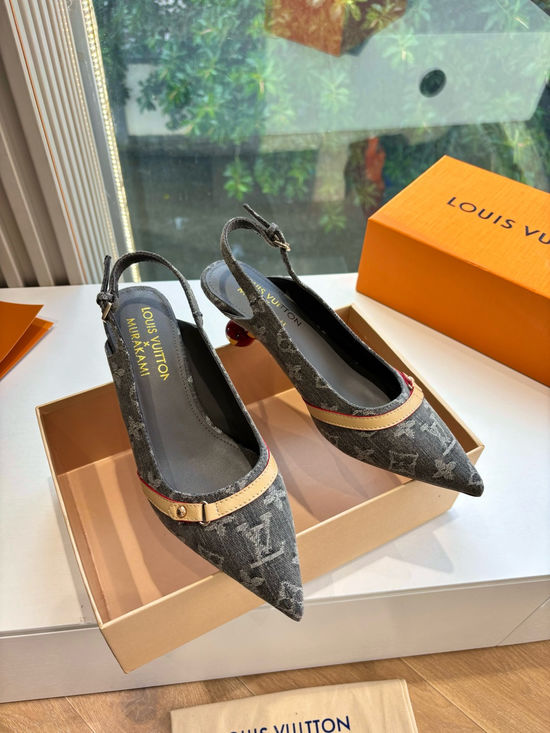 Louis Vuitton Cherry Pattern Flat Sandals with Classic Printed Upper