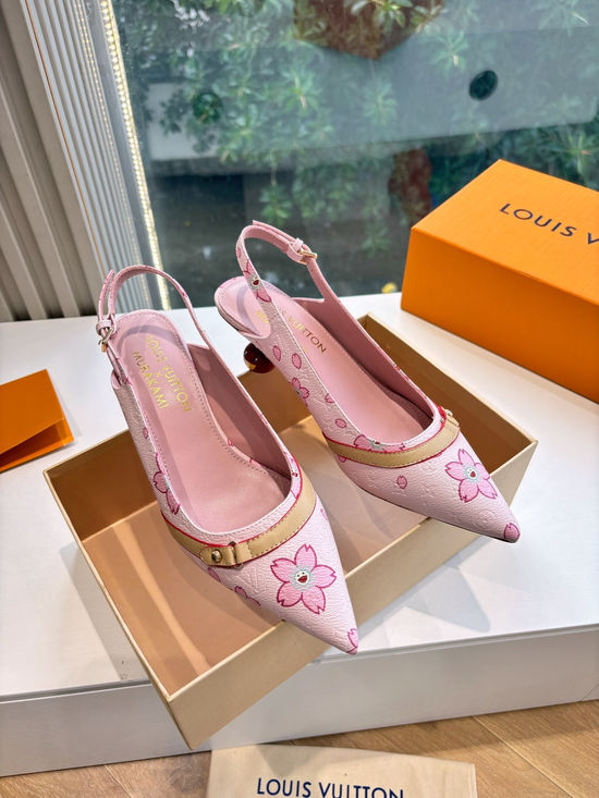 Louis Vuitton Denim Upper Cherry Pattern Espadrille Sandals High Quality