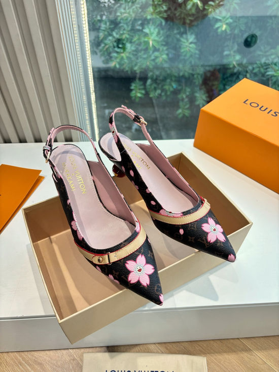 Louis Vuitton Genuine Leather Cherry Espadrille Sandals Premium Version