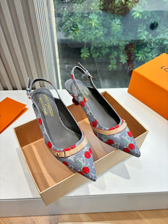 Louis Vuitton Genuine Leather Cherry Espadrille Sandals Premium Version