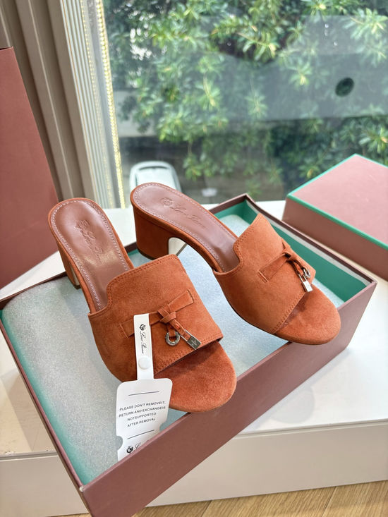 Loro Piana Suede Flat Slides With Decorative Charm Strap
