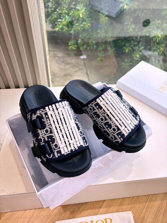 Christian Dior Sophisticated Stitched Slide Sandals for Versatile Wear
