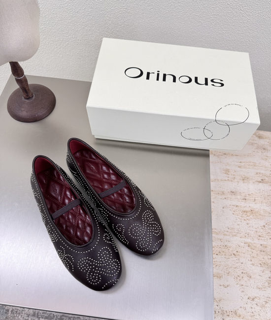 Orinous Coffee Rivet Decor Mary Jane Flats Rubber Outsole