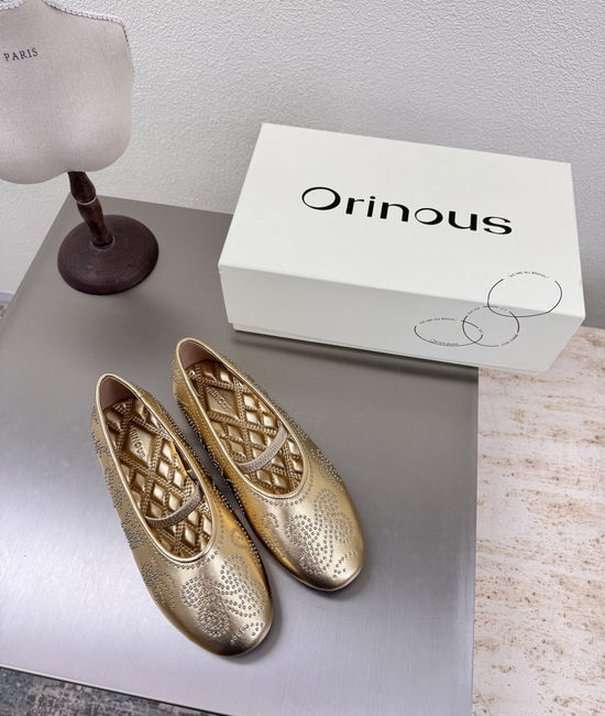 Orinous Gold Rivet Accent Mary Jane Flats Comfortable Sheepskin