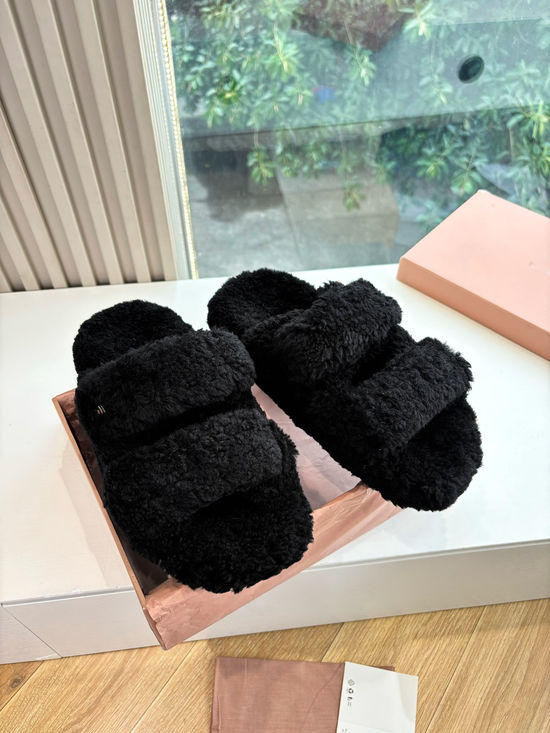 Miu Miu Wool Upper Thick Sole Comfortable Loafers