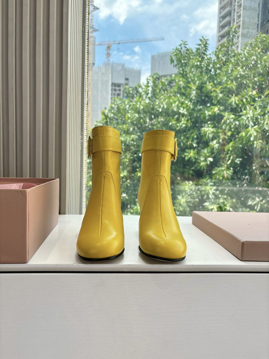 Miu Miu Genuine Leather Fashion Runway Ankle Boots