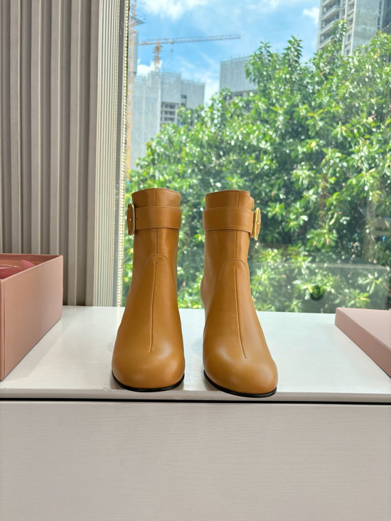 Miu Miu Genuine Leather Fashion Runway Ankle Boots