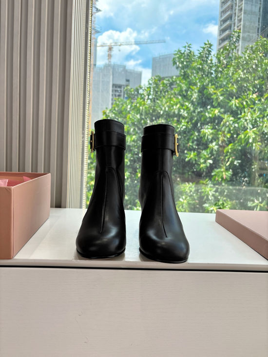 Miu Miu Genuine Leather Fashion Runway Ankle Boots