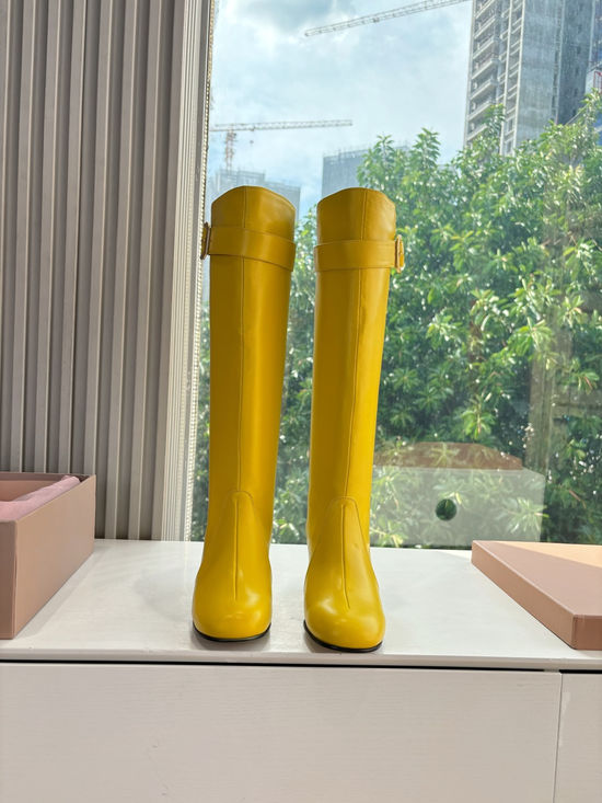 Miu Miu Classic Knee High Chelsea Leather Boots
