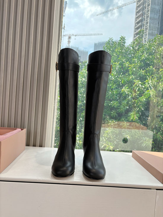 Miu Miu Classic Knee High Chelsea Leather Boots