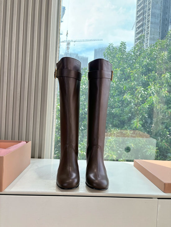 Miu Miu Classic Knee High Chelsea Leather Boots